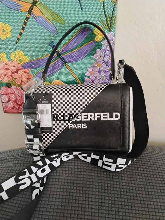 Karl Lagerfeld Handbags - Karl Lagerfeld Black & White Logo Checker Satchel